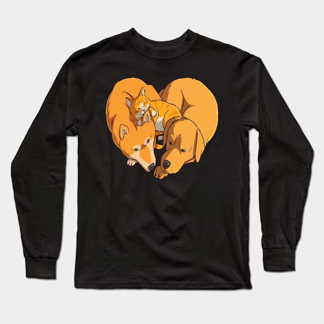 I Love Dogs and Cats Heart Long Sleeve T-Shirt by Noseking